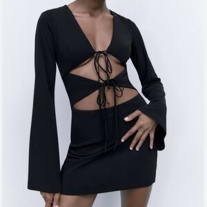 Zara Elegant Black Cut Out Mini Dress